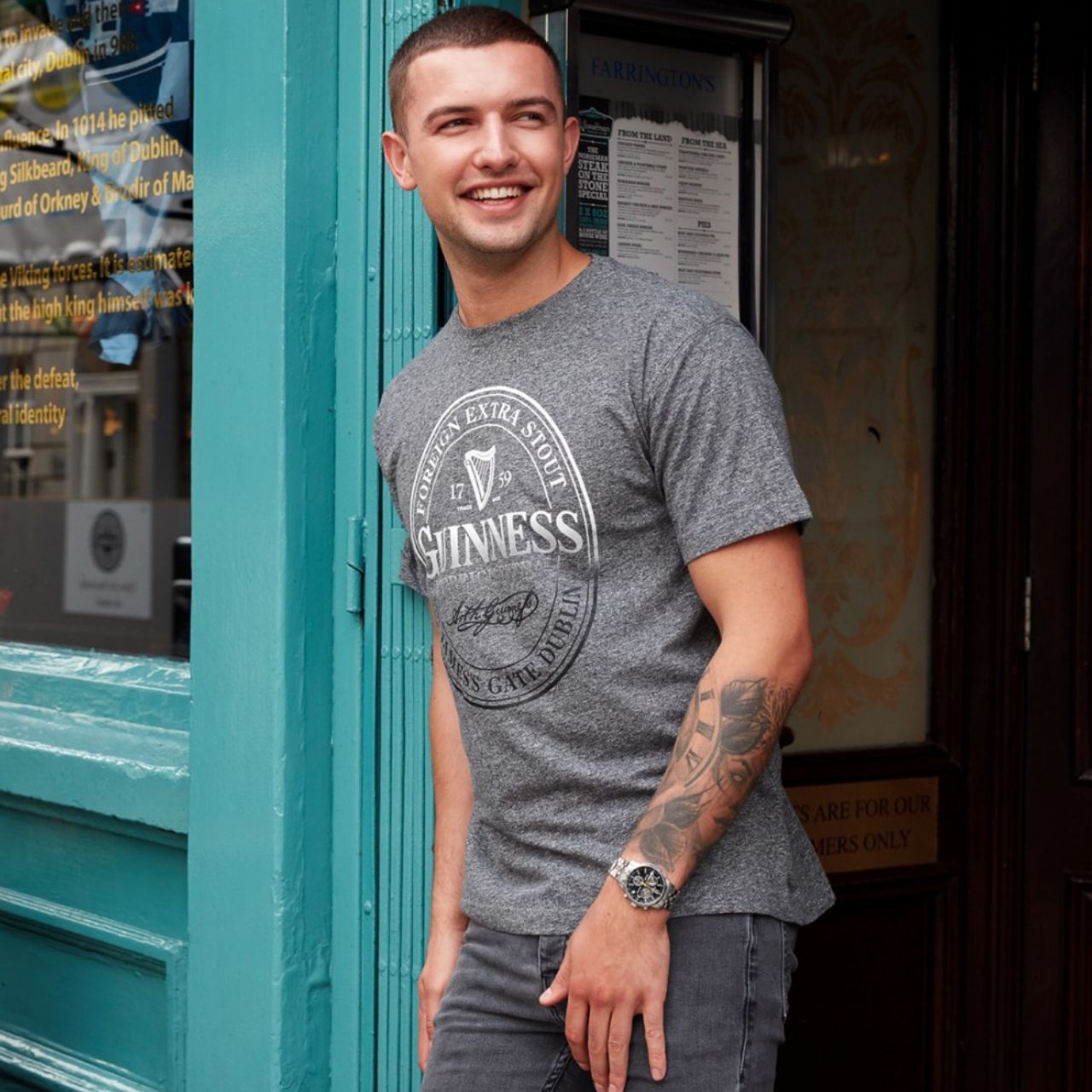 Grey Guinness Grindle Stamp T-Shirt