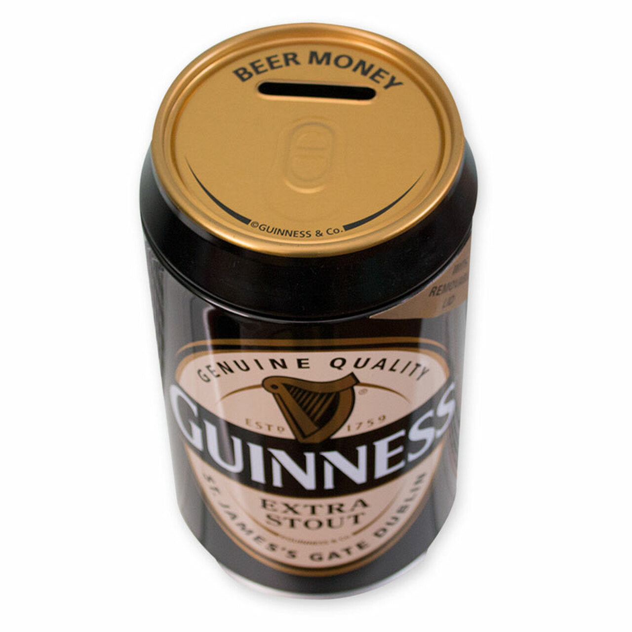Guinness Beer Can Money Bank with Removable Lid  This Guinness money box accessory for saving your beer money. Removable Lid