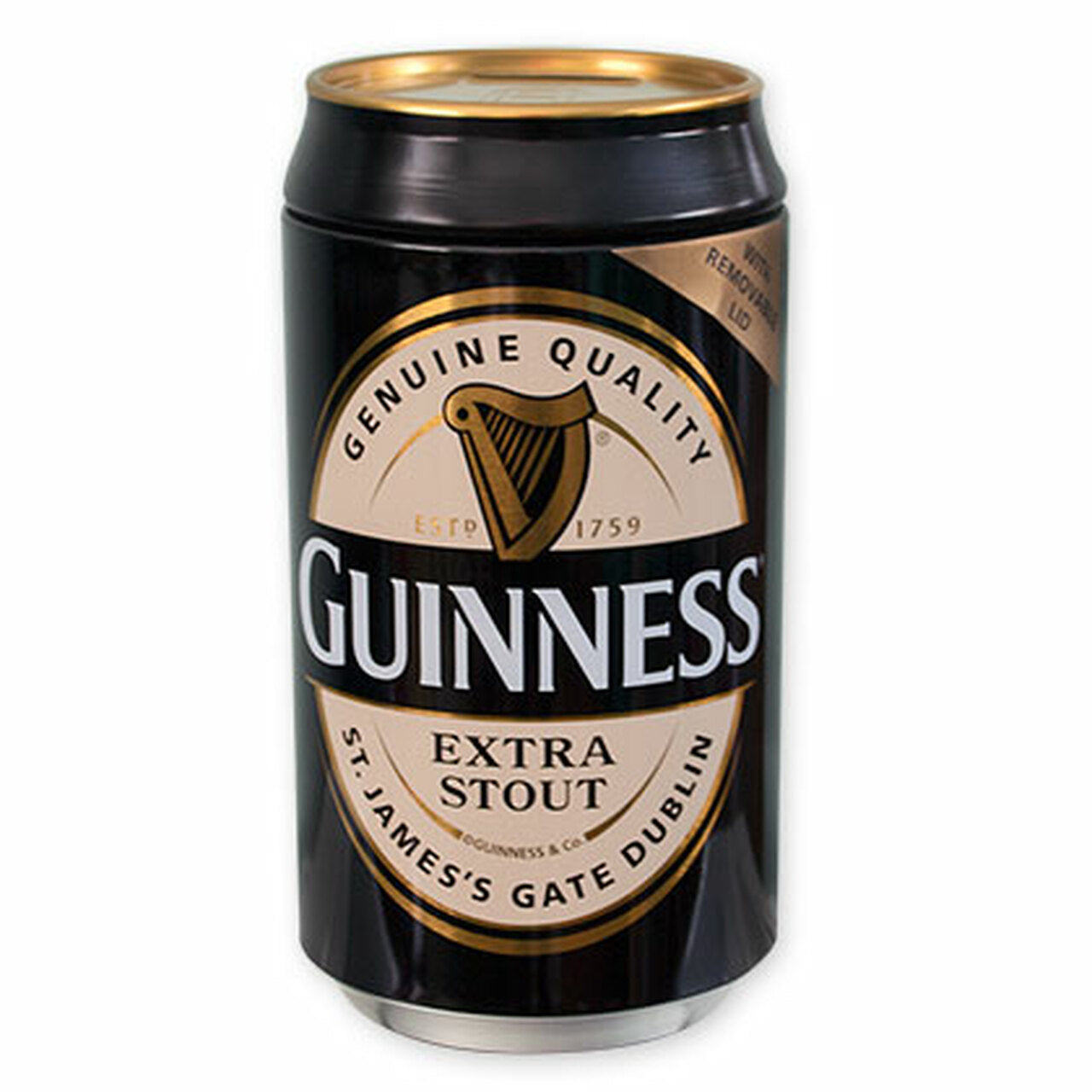 Guinness Beer Can Money Bank with Removable Lid  This Guinness money box accessory for saving your beer money. Removable Lid