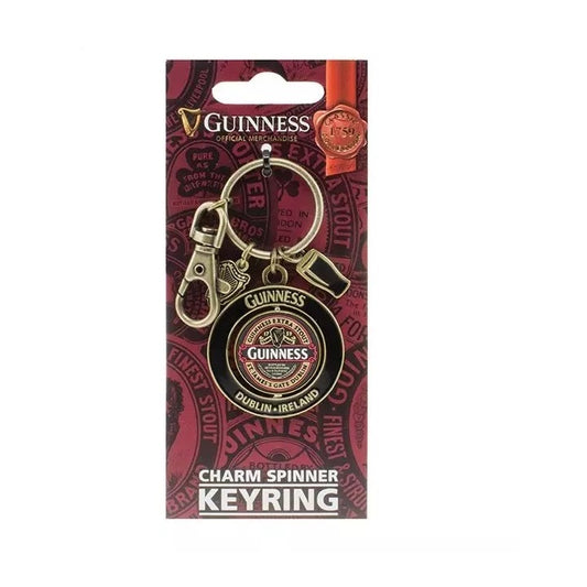 Guinness Classic Collection Spinner Keyring with Two Charms      Guinness Official Merchandise