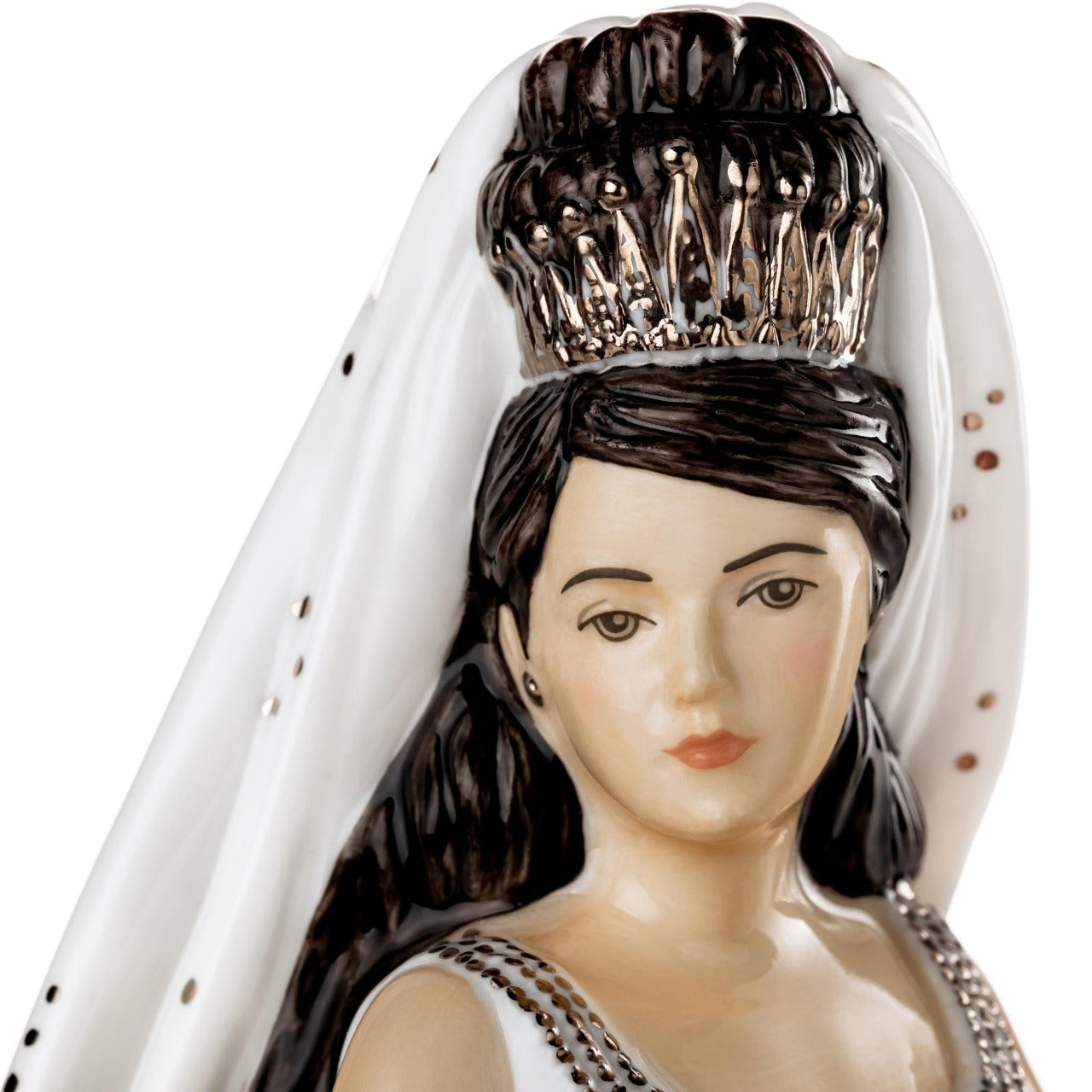 English Ladies Gypsy Affection Brunette  Gypsy Affection figurines are the latest to join the Thelma Madine range here at the English Ladies Co. This figurine is inspired by the stunning work of Thelma Madine and brings to life the style of her dresses in figurine form.