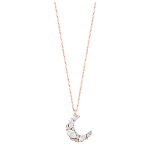 Tipperary Crystal Half Moon Pendant Opal - Rose Gold