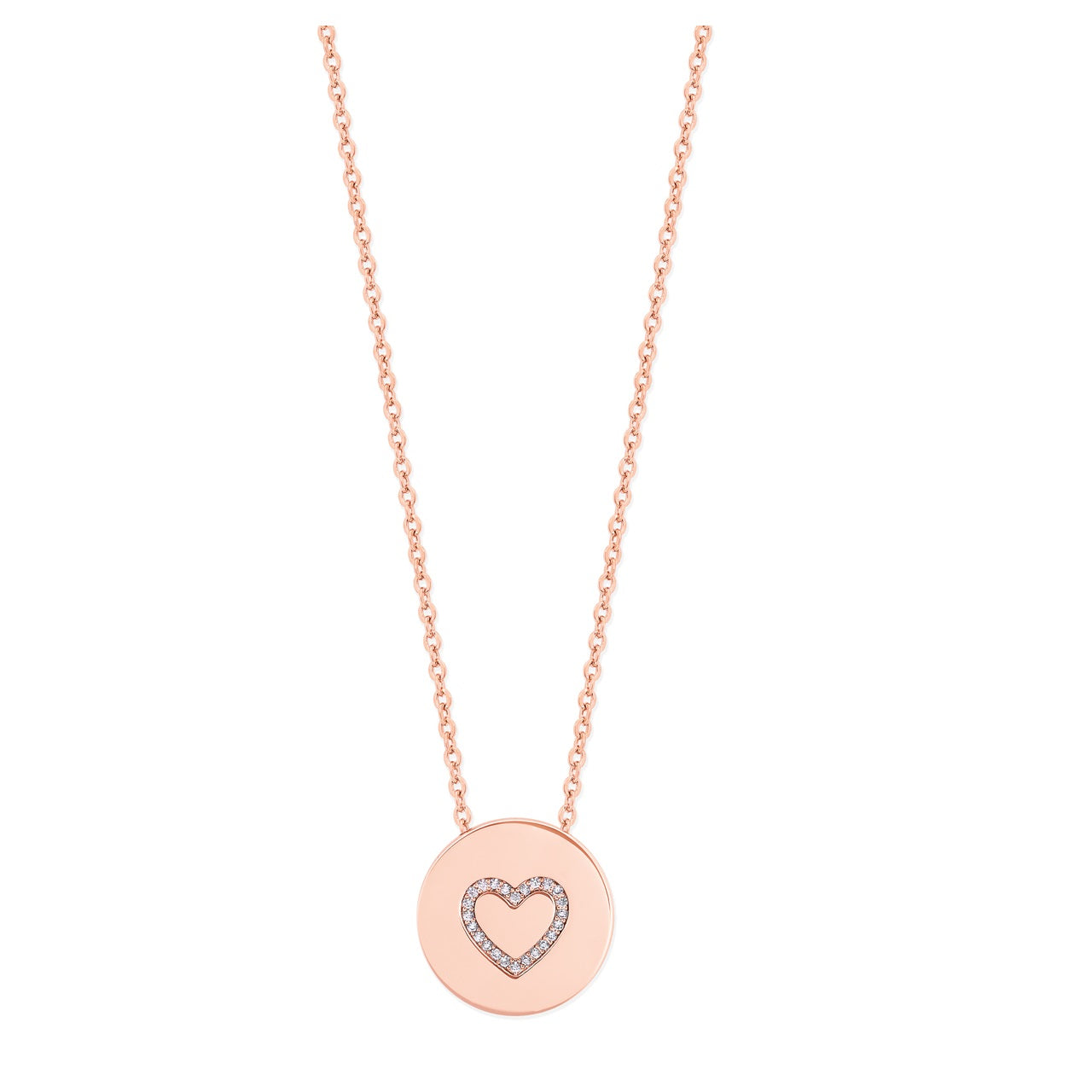 Tipperary Crystal Heart Outline Heart Pendant - Rose Gold