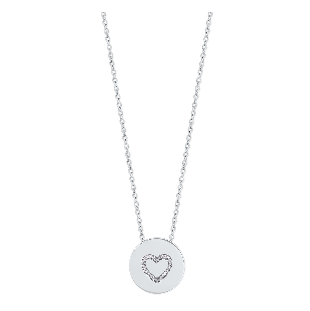 Tipperary Crystal Heart Outline Heart Pendant - Silver