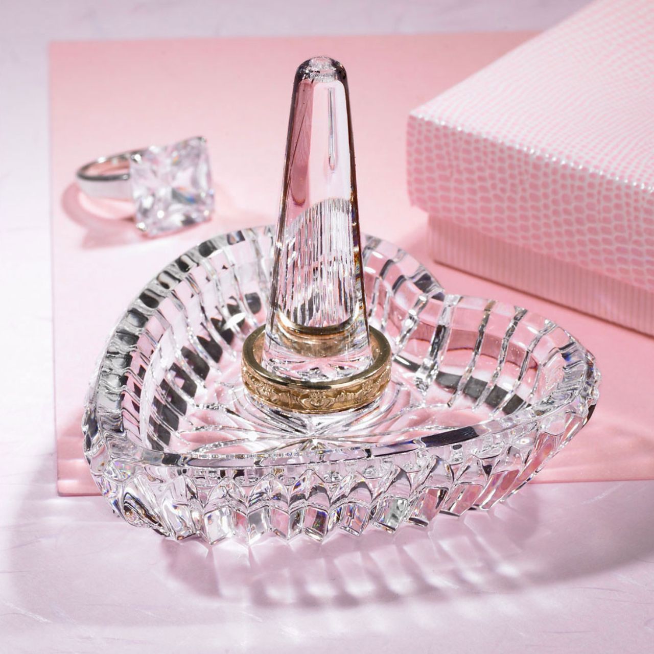 Waterford Crystal Heart Ring Holder  Keep precious jewelry close to your heart. Radiating from the center, the clean vertical cut of Waterford's Heart Ring Holder creates a stunning focal point while keeping your rings safe and sound.