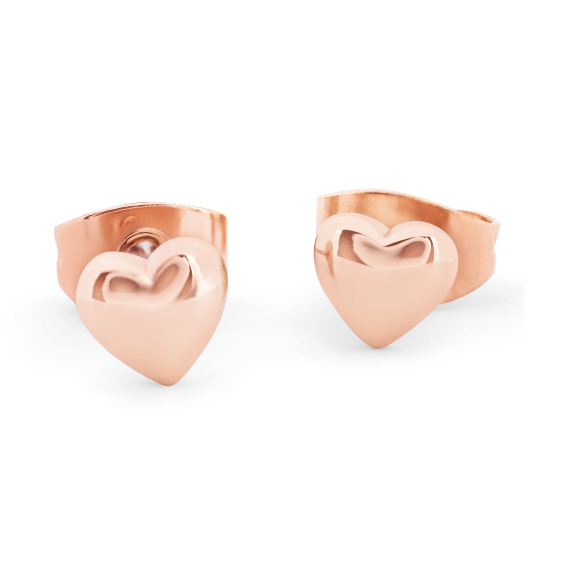Tipperary Crystal Heart 8mm Stud Earrings - Rose Gold