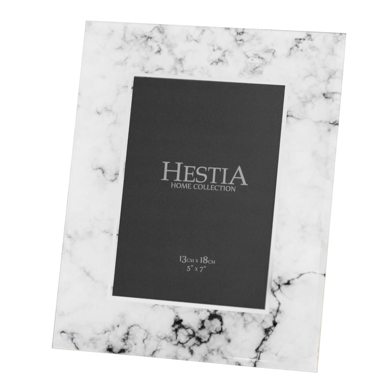 Hestia Glass Marble Effect Grey Photo Frame 5" x 7"  A bevelled glass, 5" x 7" portrait photo frame, with marble detailing. From the Retreat collection from HESTIA® - Create a haven of soothing minimalism at home.