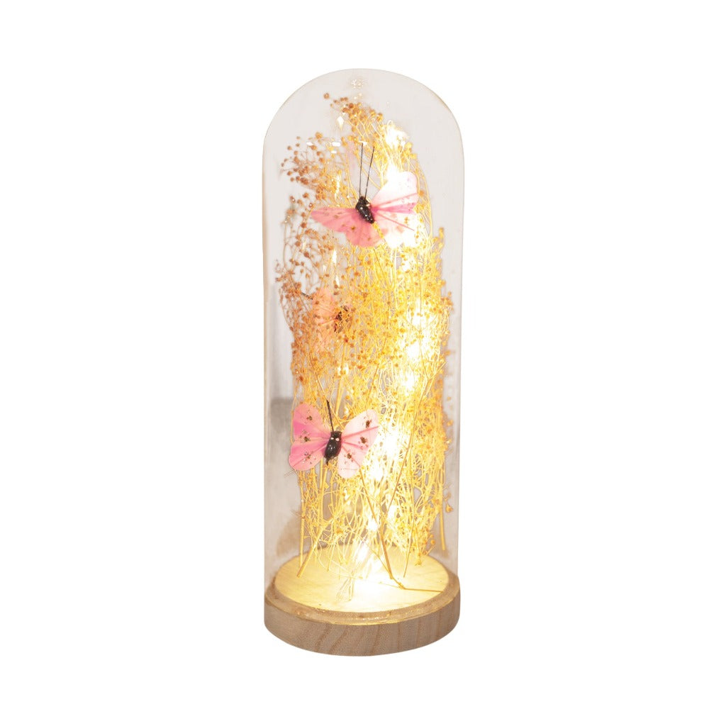 HESTIA LED Light Up Glass Dome Pink Butterfly  Create a colourful glow and bring some life to your home with this large LED light up butterfly dome ornament. From the Nature Trail collection by HESTIA® - bring some subtle Spring vitality to your home.