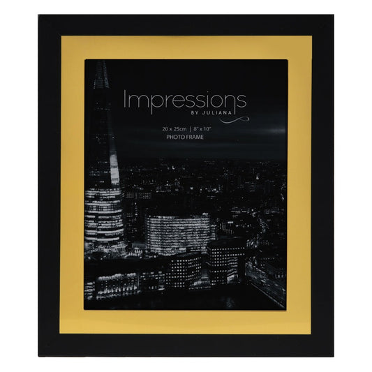 Impressions Aluminium Photo Frame Black Outer Rim 8” x 10”  A contemporary two tone matt black and brushed gold aluminium photo frame. From IMPRESSIONS® - letting your photos speak their thousand words.