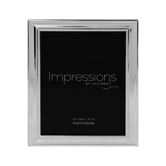 IMPRESSIONS Silver Plated Frame with Beaded Edge 6" x 8"  An elegant silver plated photo frame with scalloped edge and beaded aperture border. From IMPRESSIONS® - let your photos speak their thousands words.