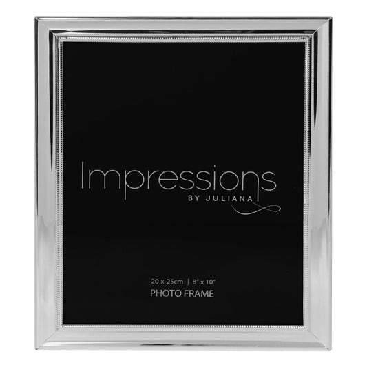 IMPRESSIONS Silver-plated Frame with Beaded Edge 8" x 10"  An elegant silver plated photo frame with scalloped edge and beaded aperture border. From IMPRESSIONS® - let your photos speak their thousands words.