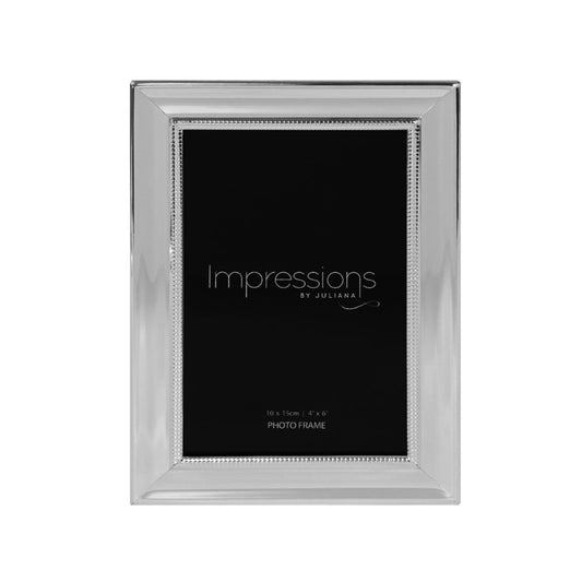 Impressions Silver Plated Photo Frame Beaded Edge 4" x 6"  An elegant silver plated photo frame with scalloped edge and beaded aperture border. From IMPRESSIONS® - let your photos speak their thousands words.