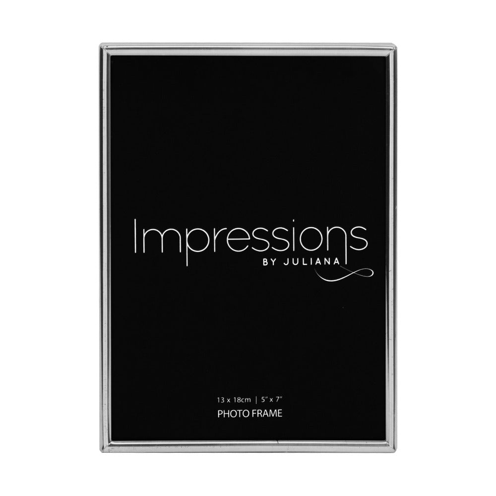 Impressions Thin Silver Plated Photo Frame 5" x 7"  A beautifully simple silver plated photo frame from IMPRESSIONS® by Juliana. Featuring a luxury black velveteen standing strut.