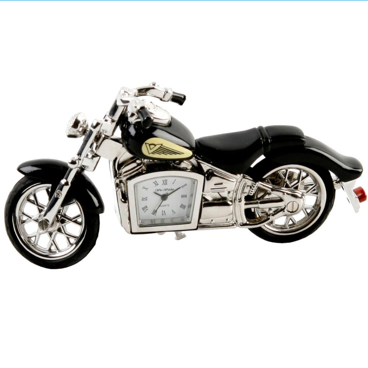 Indian Motorbike Miniature Clock Black by William Widdop  Bring a unique and quirky touch to the home with this stylish miniature clock made with great attention to detail.  The miniature motorbike clock is a great gift for someone who loves iconic motorbikes.
