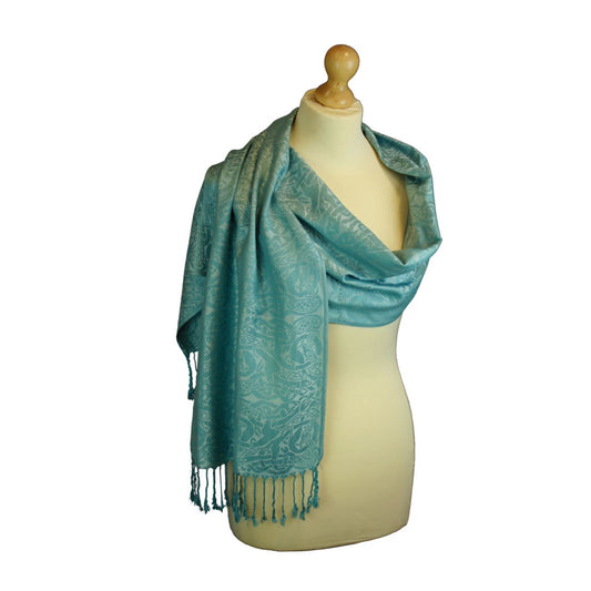 Mulligans Ireland Inishtrahull Celtic Pashmina Scarf  Named after the islands of Ireland, and inspired by their stories and history, our Island Range of shawls and scarves is a fusion of modern Irish design and colour palette together with the traditional Celtic knot weave or ‘snaidhm celtic’ in Irish/Gaelic.