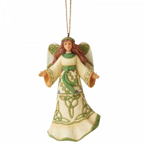 Jim Shore Heartwood Creek Irish Angel Hanging Ornament  This angel wears Celtic symbols upon her dress and wings. Wearing a halo made of green, she's equipped with Irish luck and God's grace. 