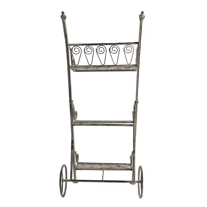 Clayre & Eef Country Style Iron Garden Storage Rack  Storage Rack 37*64*81 cm  Grey Iron Garden Rack Kitchen Rack