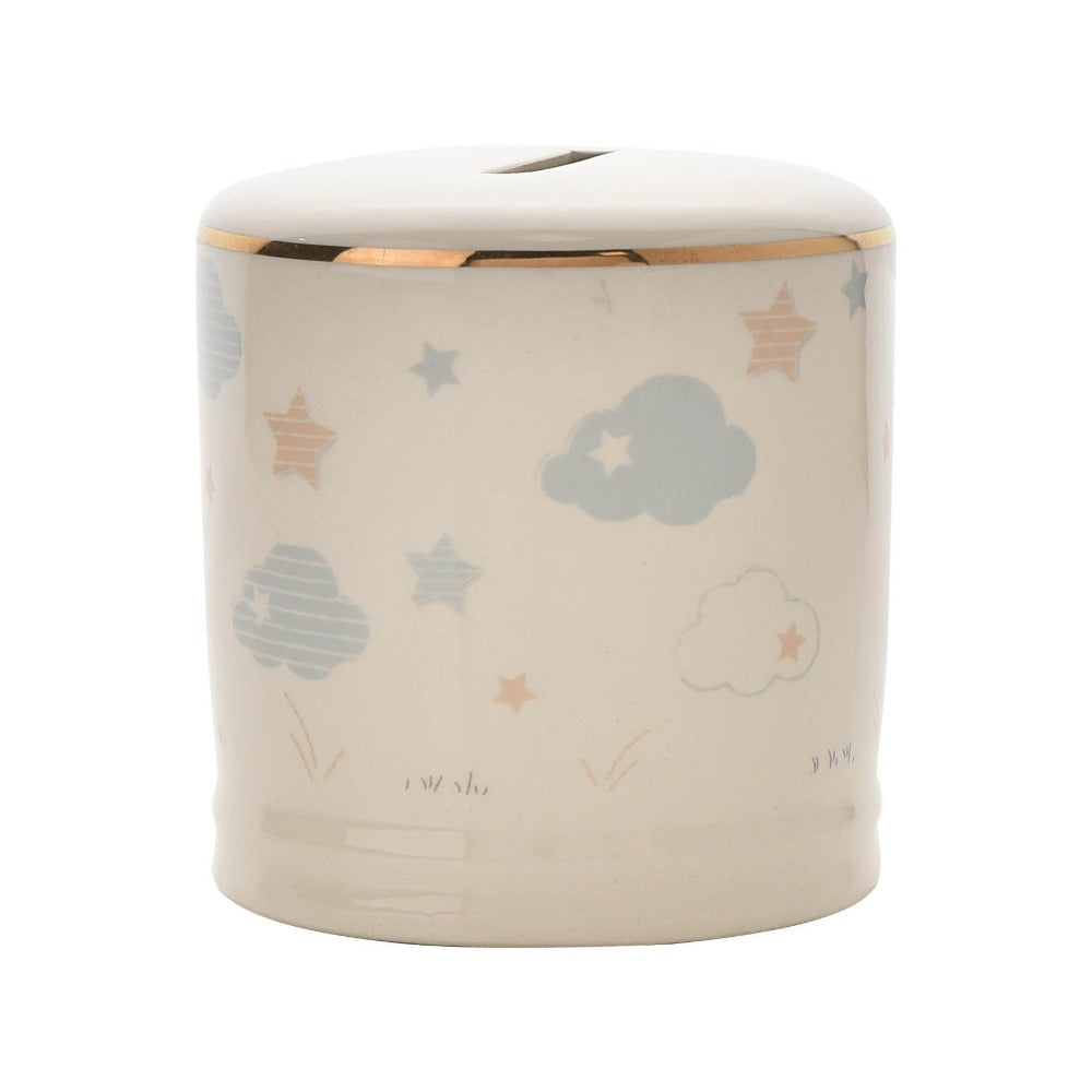 Disney Magical Beginnings Ceramic Money Box Bank - Winnie the Pooh  Evoke the magic of Disney with this Winnie The Pooh money bank.  As part of our Disney Magical Beginnings range, this beautiful money bank features an original sketch of Winnie the Pooh and Piglet, with the sentiment 'You are braver than you believe, stronger than you seem and smarter than you think' in gold foil lettering.