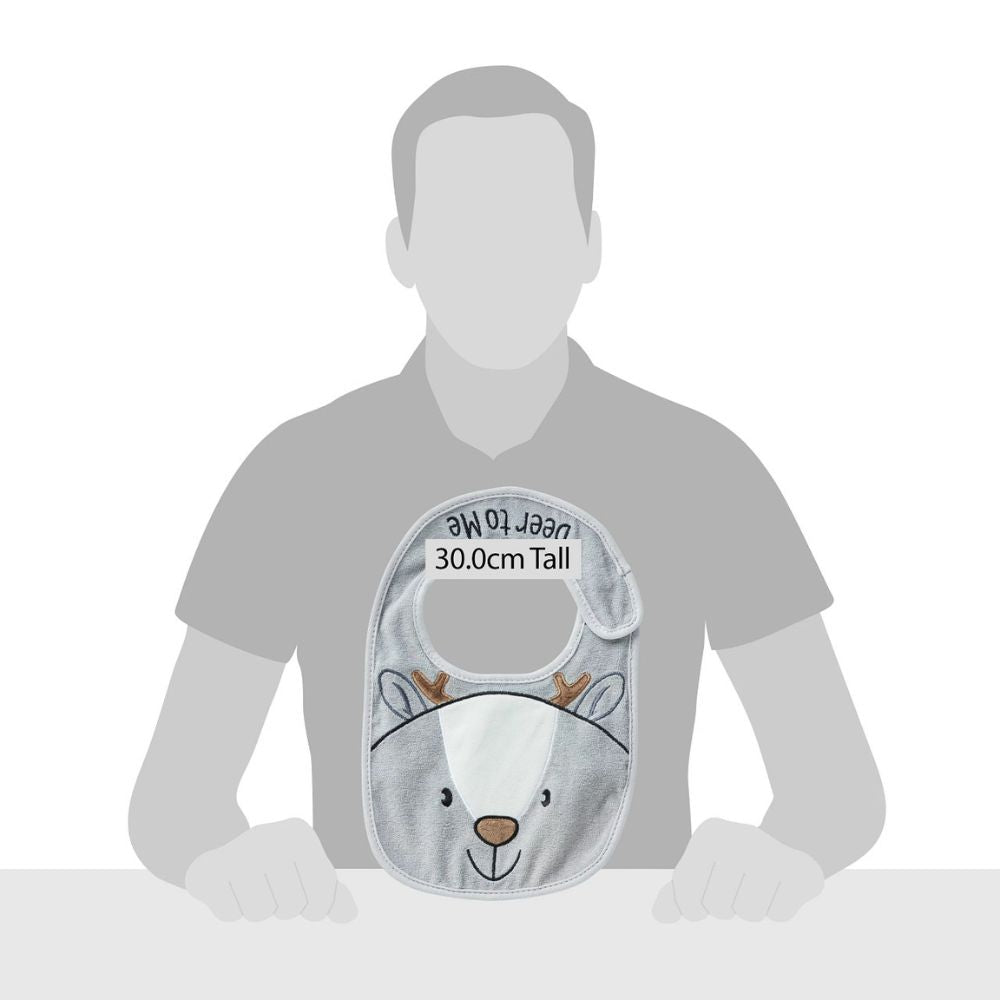 Izzy and Oliver Baby Collection Reindeer Baby Bib  This super soft and super cute Reindeer bib is perfect for little ones. Featuring a precious Reindeer face that is embroidered for safety, Velcro fastening for easy wear and made from 100% cotton, it can be machine washed.