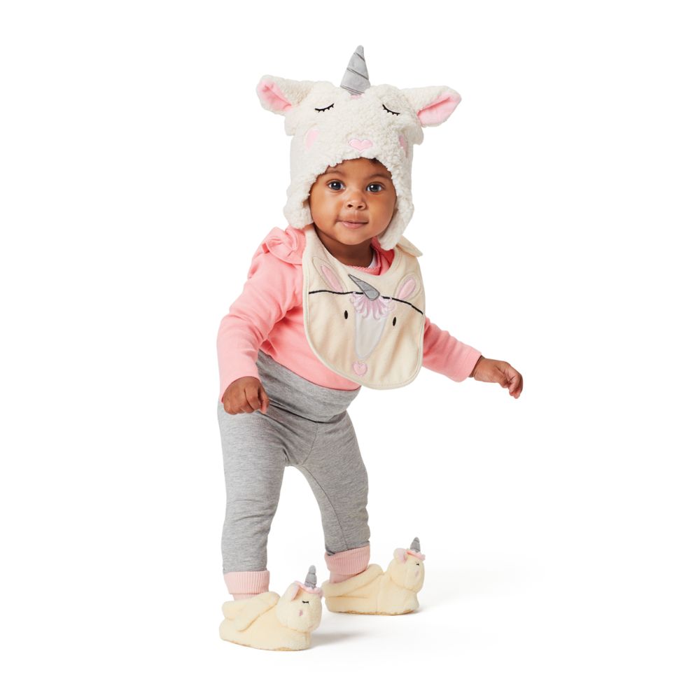 Izzy and Oliver Baby Collection Unicorn Baby Bib  This super soft and super cute Unicorn bib is perfect for little ones. Featuring a sweet Unicorn face that is embroidered for safety, Velcro fastening for easy wear and made from 100% cotton, it can be machine washed. This is part of the Izzy and Oliver Baby collection.