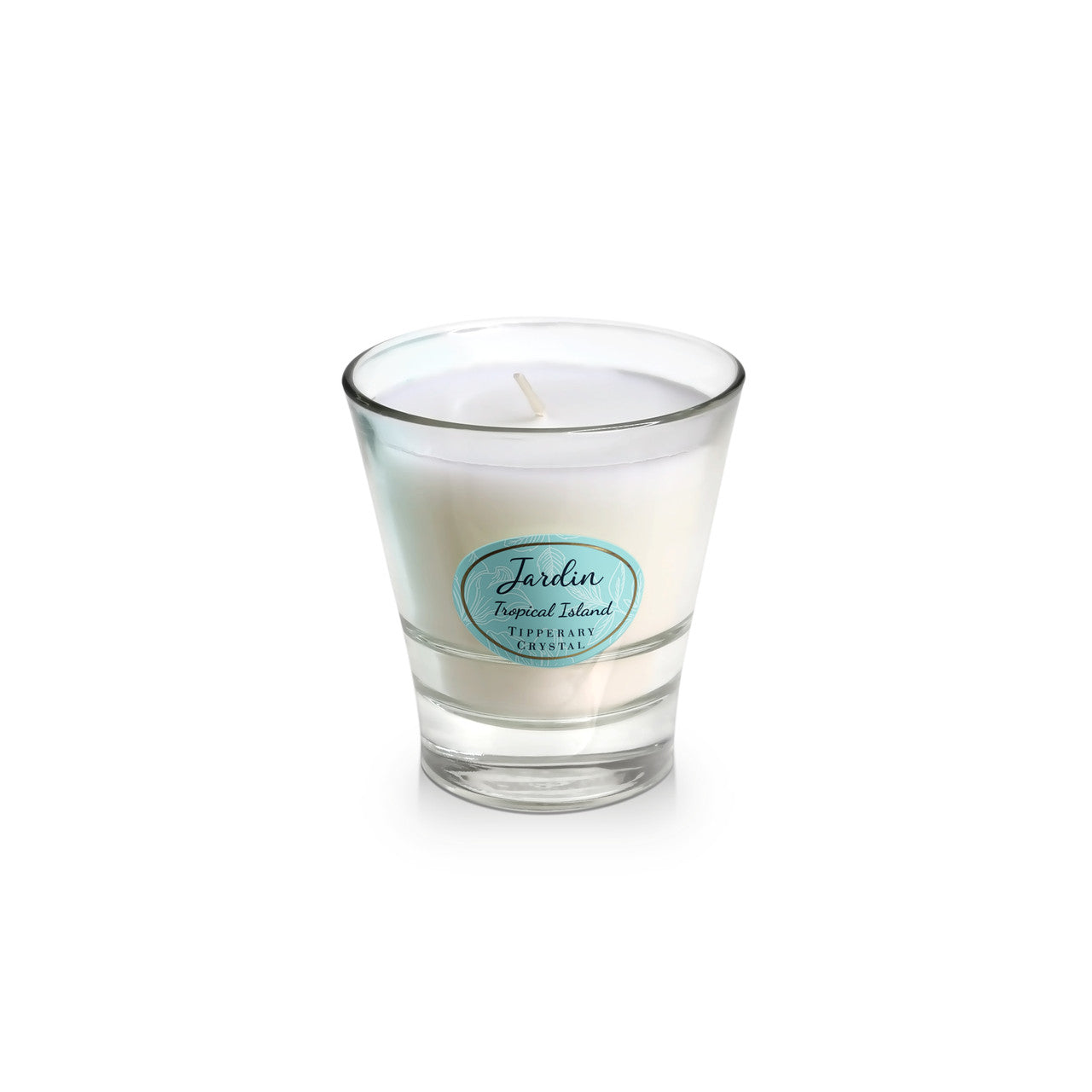Tipperary Crystal Jardin Collection Candle - Tropical Island  NEW 2022  Our luxurious range of fragranced candles are hand poured and hand finished using a natural blend of wax and a lead-free cotton braided wick to ensure a clean, toxin-free burn in your home. Each fragrance is made using the essence of essential oils and has a maximum of 40-45 hours burn time.