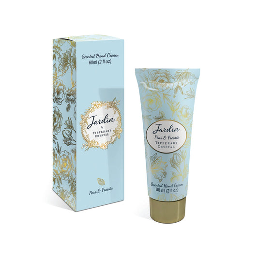 Tipperary Crystal Jardin Handcream - Pear & Freesia  Gorgeous Jardin handcreams from Tipperary Crystal are the ultimate pampering treats and would make a lovely gift for someone special. They come presented in a beautiful keepsake tin. Each moisturising handcream is 60ml.