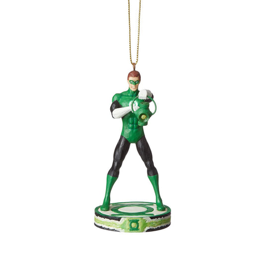 DC Comics By Jim Shore Green Lantern Christmas Hanging Ornament  DC Comics Justice League is a comprised of the world's most iconic superheroes. Jim Shore celebrates Green Lantern in an iconic pose in his signature wood carved look and folk art styling. Sure to be a treasured gift across the generations.