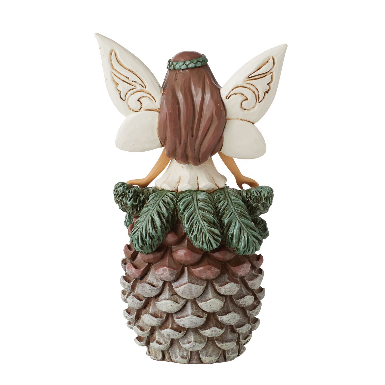Fairy with Pinecone Skirt Figurine by Jim Shore  Always believe and if not then at the very least enjoy the whimsical beauty of fairy's. This new collection of whimsical woodland fairies brings some magic to the White Woodland Collection and is sure to be a collectors favourite.
