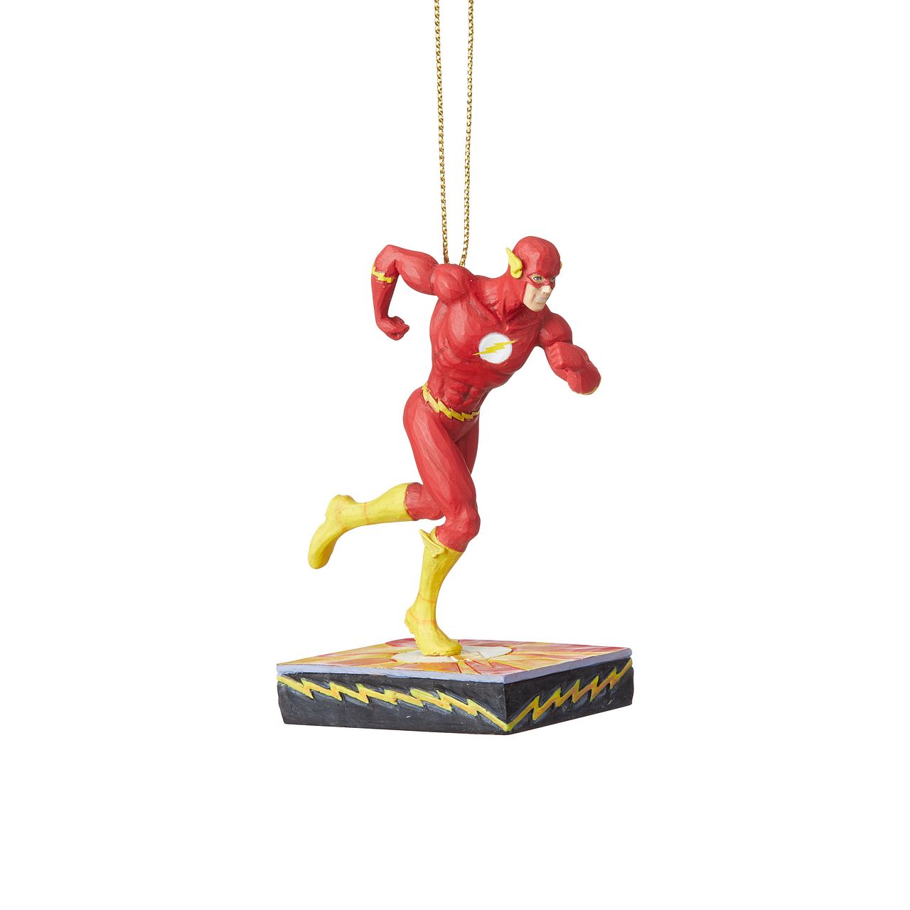 Jim Shore Flash Silver Age Christmas Hanging Ornament  DC Comics’ Justice League is comprised of the world’s most iconic superheroes. Jim Shore celebrates The Flash in an iconic pose in his signature wood carved look and folk art styling. Sure to be a treasured gift across the generations.