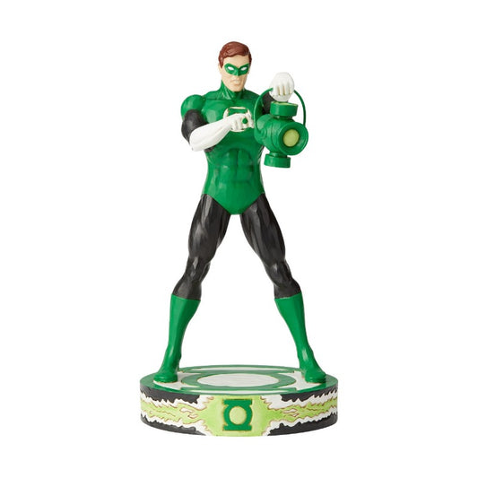 Jim Shore Emerald Gladiator Green Lantern Silver Age Figurine  DC Comics Justice League is a comprised of the worlds most iconic superheroes. Jim Shore celebrates The Green Lantern in an iconic pose in his signature wood carved look and folk art styling.