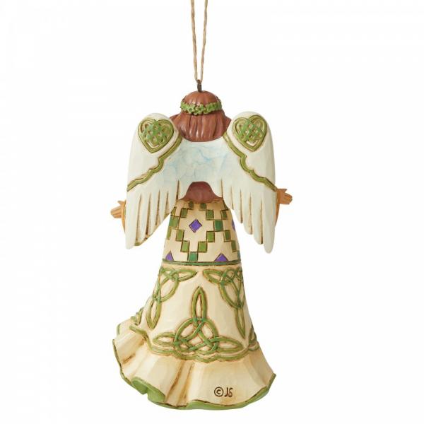 Jim Shore Heartwood Creek Irish Angel Hanging Ornament  This angel wears Celtic symbols upon her dress and wings. Wearing a halo made of green, she's equipped with Irish luck and God's grace. 