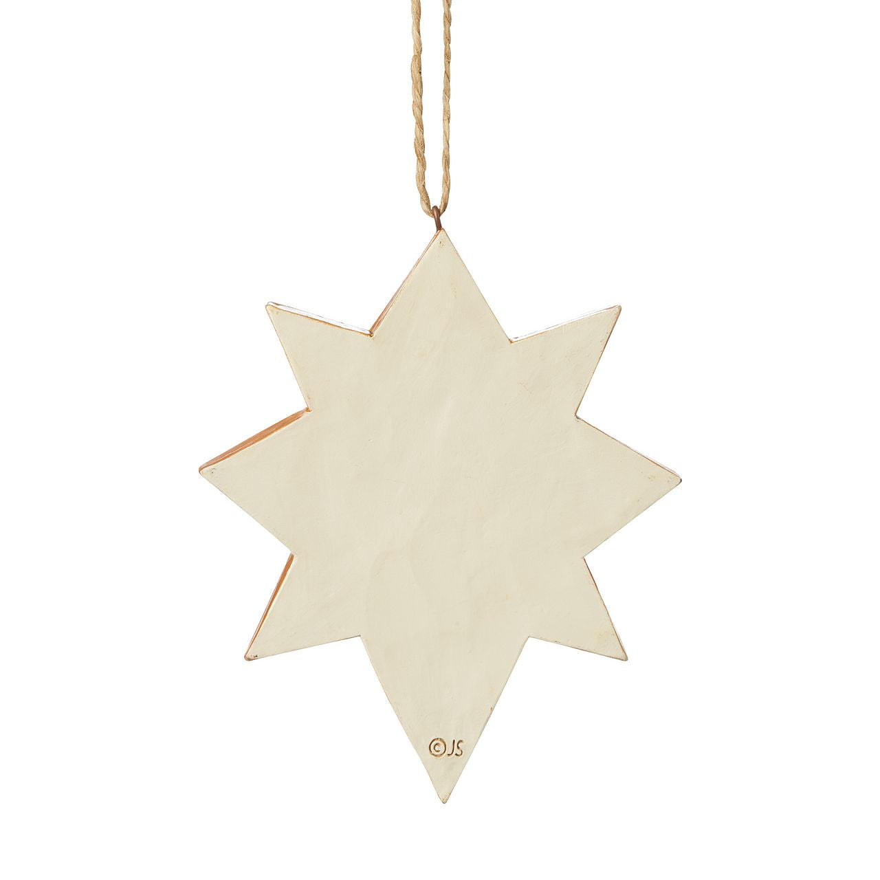 Jim Shore Black and Gold Nativity Star Hanging Ornament  Jim Shore's stunning Black & Gold collection features unmistakable style finished with striking, contrasting colour. This beautiful Nativity ornament design details the timeless story at the heart of Christmas.