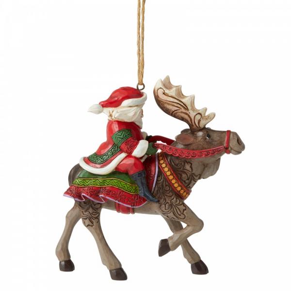 Jim Shore Heartwood Creek Santa Riding Moose Hanging Ornament