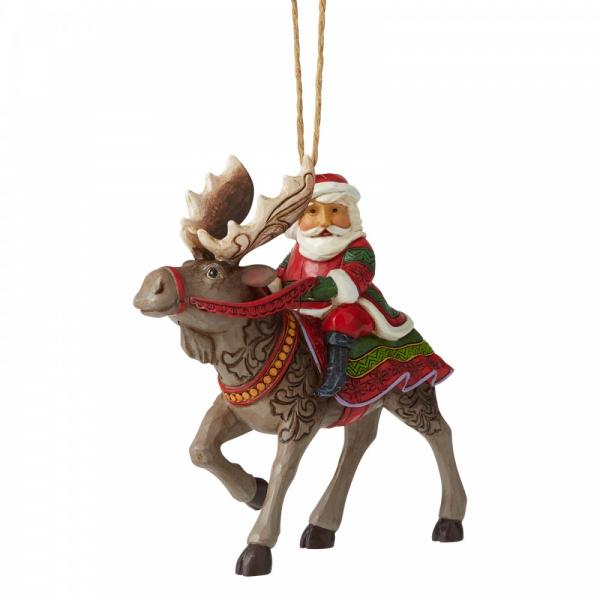 Jim Shore Heartwood Creek Santa Riding Moose Hanging Ornament