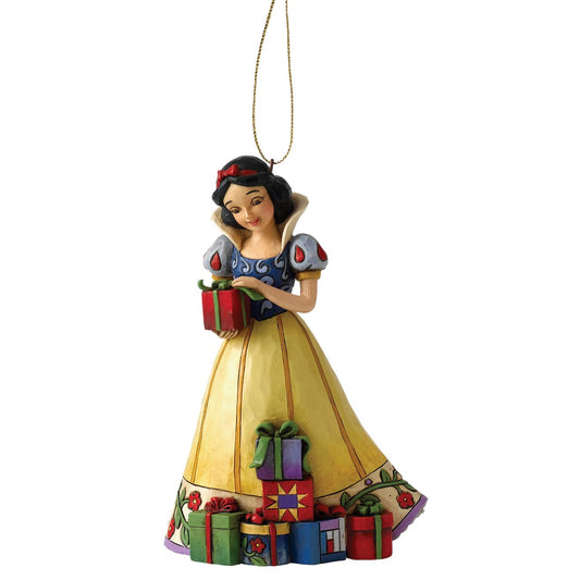 Jim Shore Disney Snow White Hanging Ornament  Disney Traditions combines the magic of Disney with the festive artistry of Jim Shore. This Snow White cast stone hanging ornament is sure to add Disney's magic to your Christmas tree. Unique variations should be expected as this product is hand painted. 
