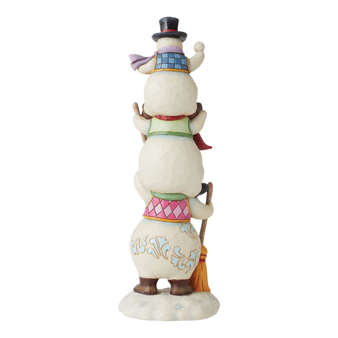 Stacked Snowmen Figurine - Heartwood Creek Collection  Traditional Heartwood Creek Collection; Wood carved textures and intricately detailed designs. Unique, sometimes surprising combinations of colours - often incorporating a touch of Jim's favourite colour - purple.