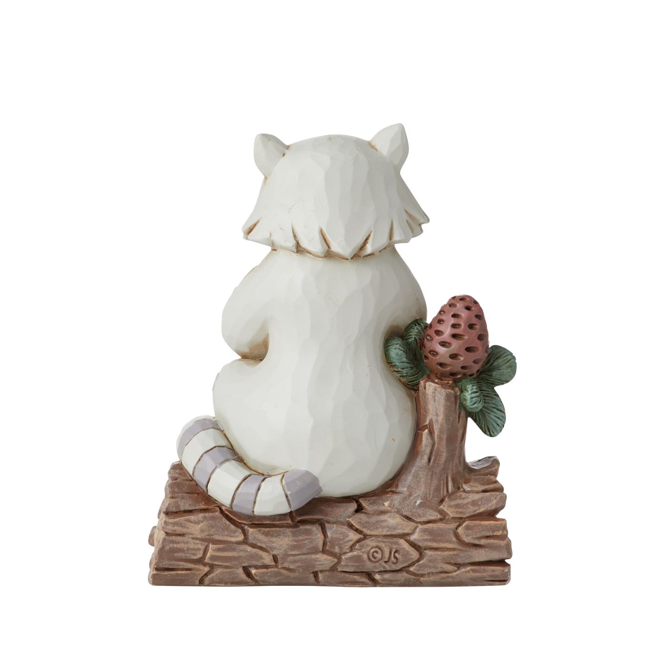 Jim Shore Raccoon with Pinecone Mini Figurine  The White Woodland Collection showcases Intricate Jim Shore designs, with soft neutral colour palette suitable for many styles of home décor. This magical collection on Minatare Figurines is a perfect gift for anyone wanting to start a White Woodland Collection.