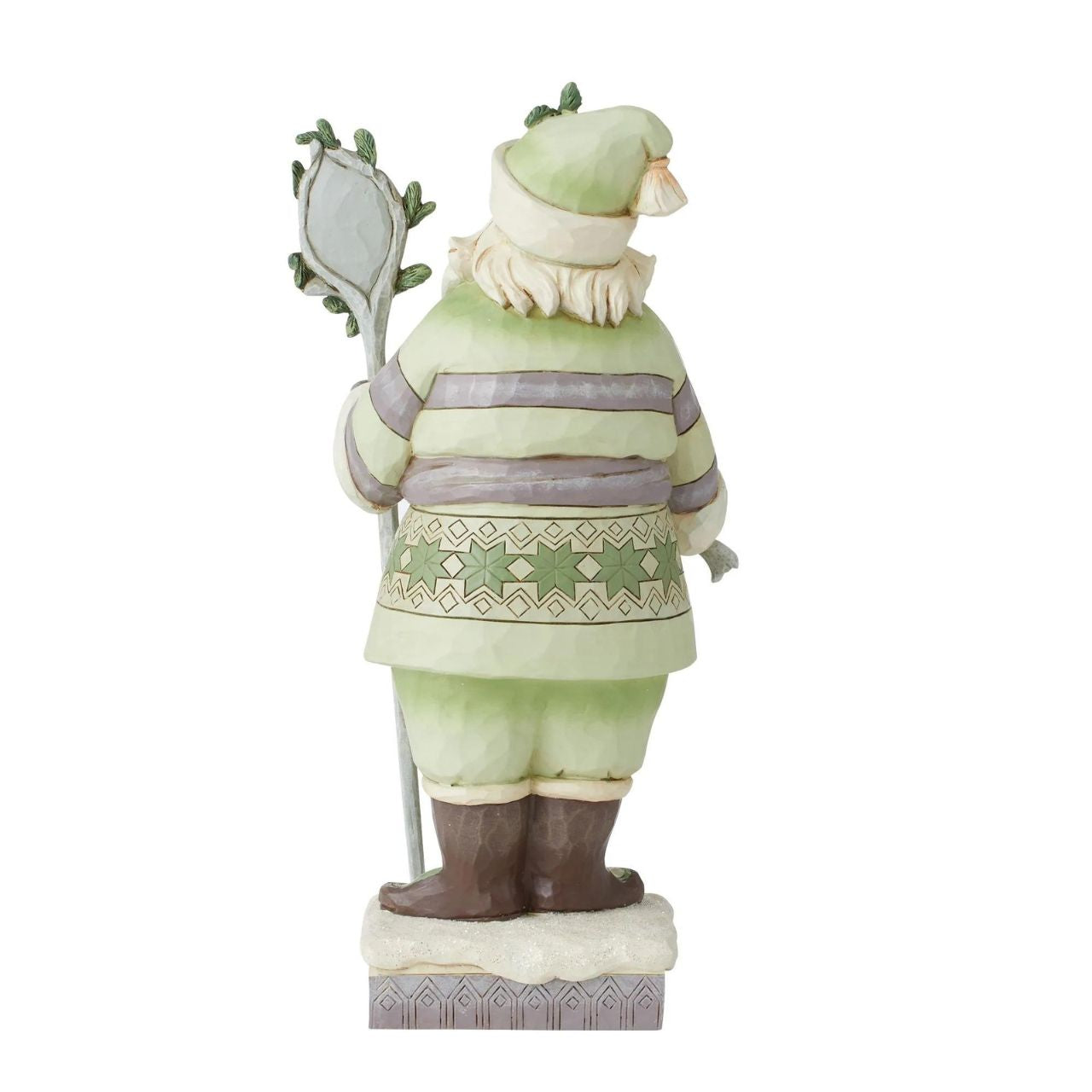 White Woodland Woodsy Santa Figurine  The White Woodland Collection showcases Intricate Jim Shore designs, with soft neutral colour palette suitable for many styles of home décor. This stunning woodsy Santa is the perfect addition to any White Woodland Collection.