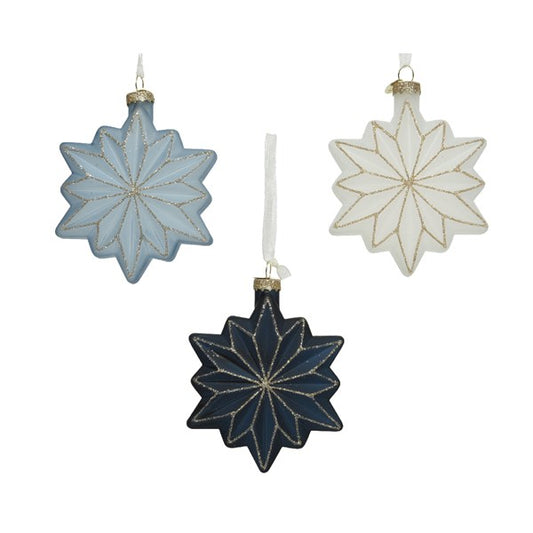 Kaemingk Christmas Glass Glitter Star Ornament - Night Blue  Kaemingk surprises Christmas lovers all over the world with thousands of new innovative items each year. 
