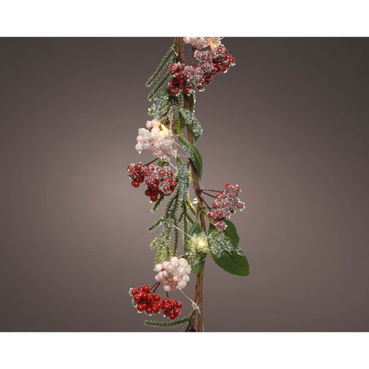 Kaemingk Christmas Micro LED Garland Frosted Berry Indoor