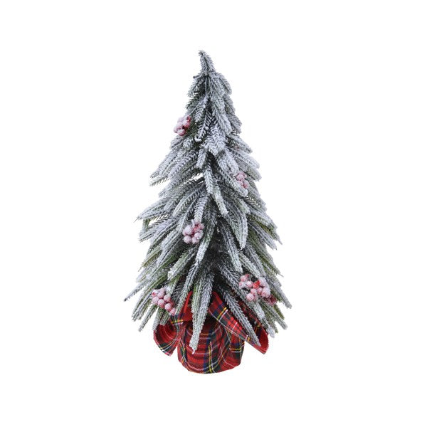 Kaemingk Mini Christmas Tree Snowy Red Berries - Indoor  Tartan Plaid Base  Kaemingk surprises Christmas lovers all over the world with thousands of new innovative items each year. They specialises in beautifully detailed Christmas Ornaments and holiday seasonal decor. The catchy collections are contemporary, attractive and of high quality.