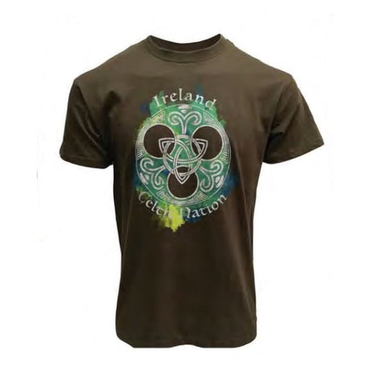 Khaki Ireland Celtic Nation Round Crest T-Shirt  SIZES AVAILABLE: S, M, L, XL, XXL, XXXL  COLOR - KHAKI  - Merchandise Brand : Traditional Craft Official Collection - Composition : 100% Cotton - Fit : Relaxed Fit