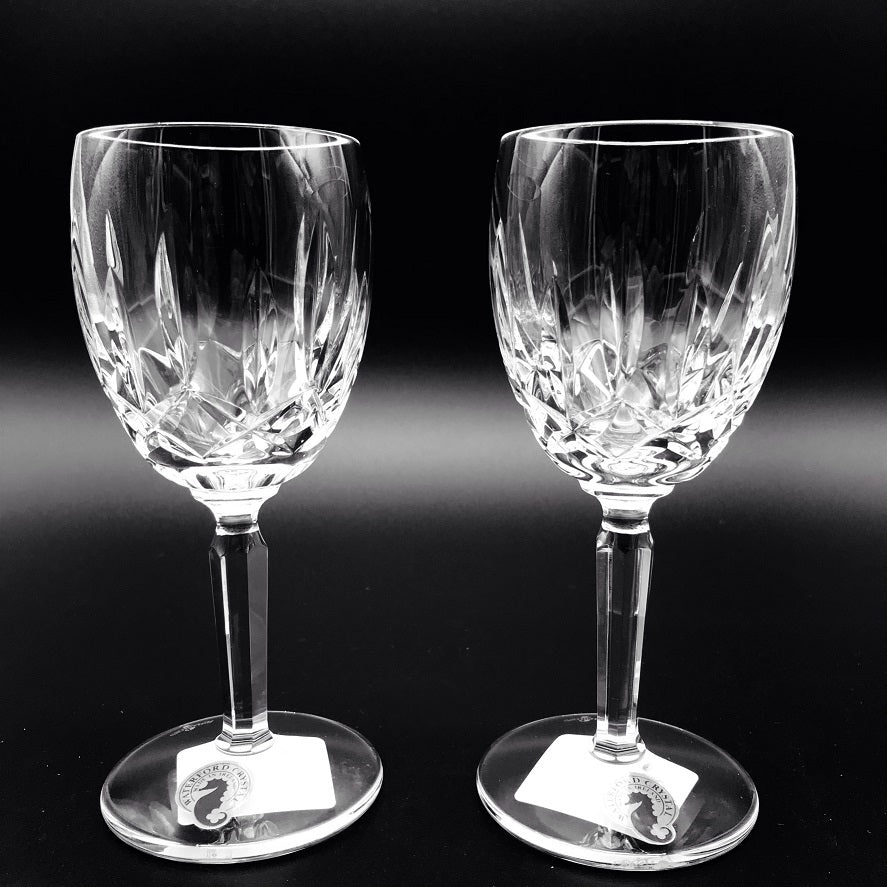 Kildare White Wine by Waterford Crystal Pair  Kildare has a crosshatch pattern at the base with vertical cuts up the sides, a plain cut stem and an uncut foot.