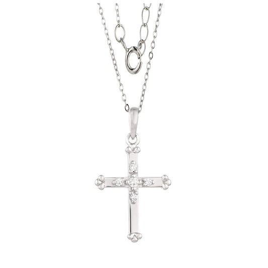 Kilkenny Silver Sterling Silver Cross with CZ Stones  Confirmations and Communions Day is a big event and its a real family event, browse our jewellery for the ideal personal gift.  Sterling silver cross necklace with cubic zirconia stones.