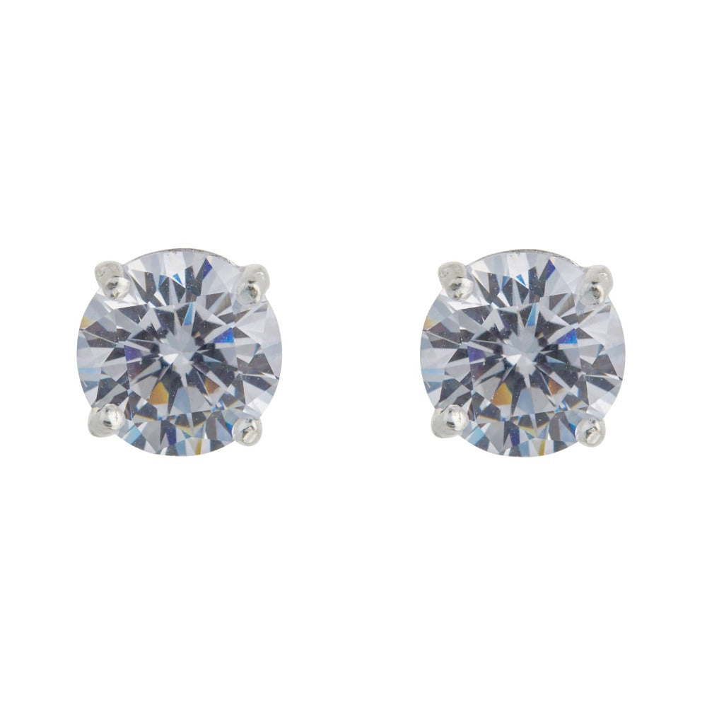 Kilkenny Silver CZ Medium Stud Earrings  Sterling silver stud with clear coloured crystal stone.