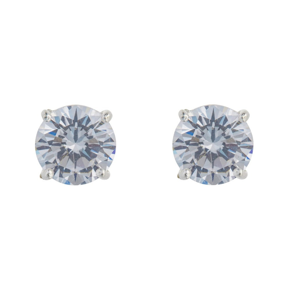 Kilkenny Silver CZ Stud Earring Sterling silver stud with clear coloured crystal stone.