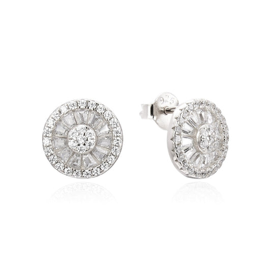 Sterling Silver Rosette Stud Earrings by Kilkenny Silver    Sterling silver rosette style stud earrings with cubic zirconia stones.