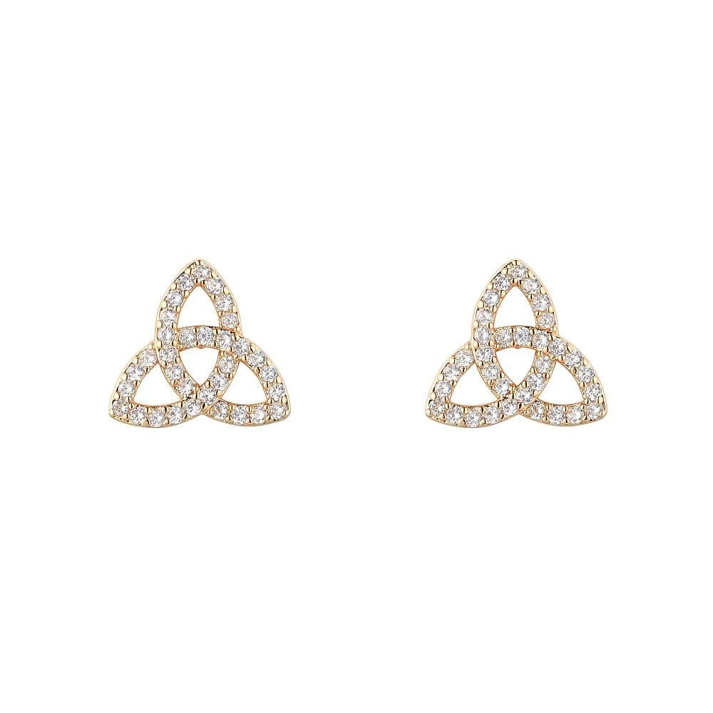 Celtic Knot Earrings  Celtic knot studs embellished with CZ stones. Gold plating.