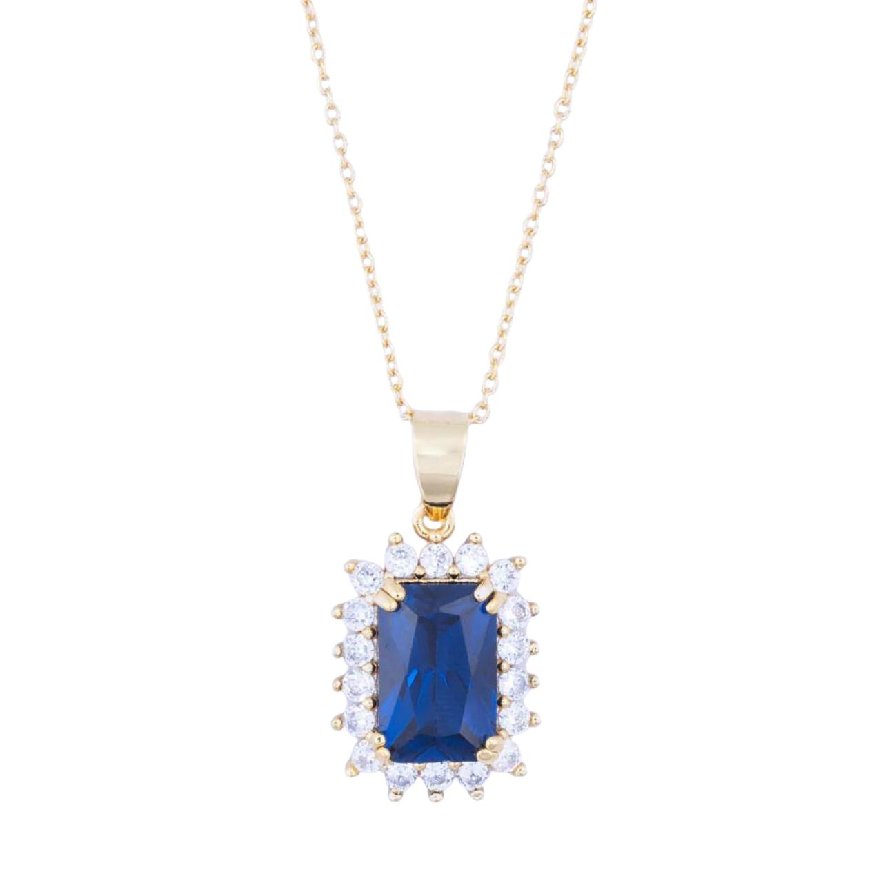 Knight & Day Classic Sapphire Pendant  Classic style pendant with beautiful sapphire CZ centre stone. Gold plating.