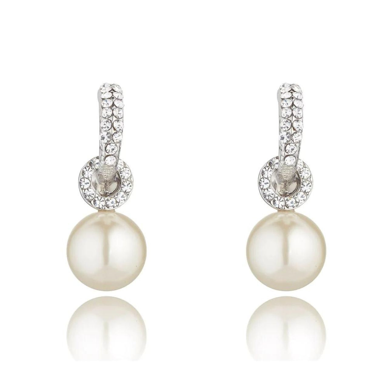 Giovanna Earrings by Knight & Day  Classic style faux pearl earrings embellished with crystal. Stud fastening.